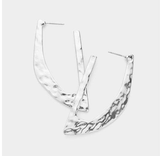 Abstract Textured Hoop/Silver