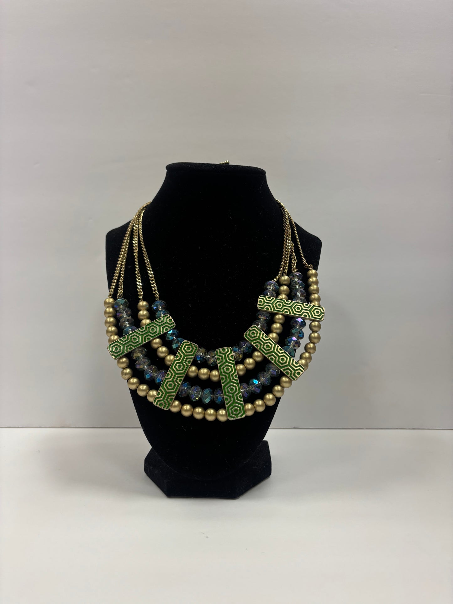 Green & Gold Beaded Necklace