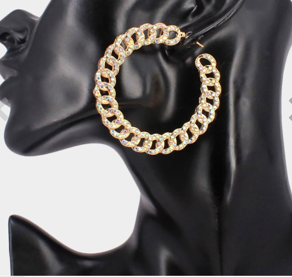 Rhinestone Chain Link Hoop