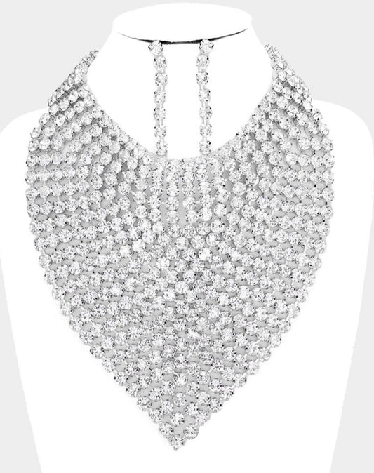 Rhinestone Bib Necklace