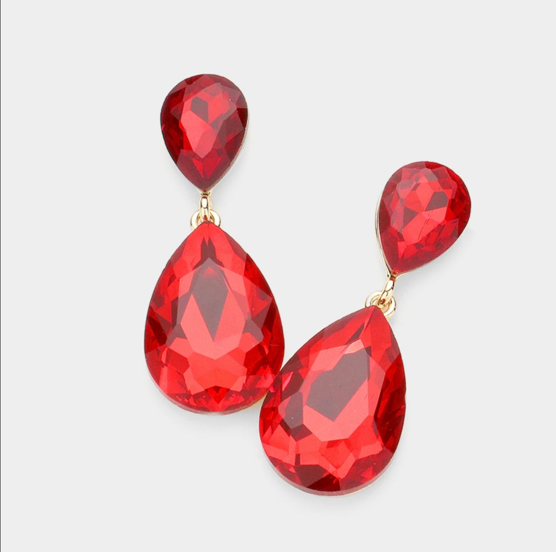 Red Crystal Teardrop Earrings