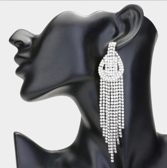 Rhinestone Paved Fringe Earring Silver