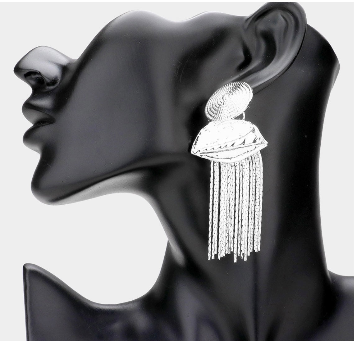 Metal Chain Fringe Earring/Silver