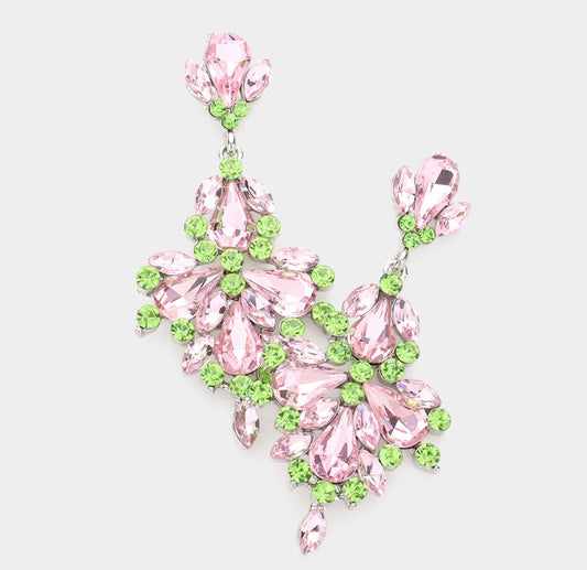 Pink & Green Crystal Earring