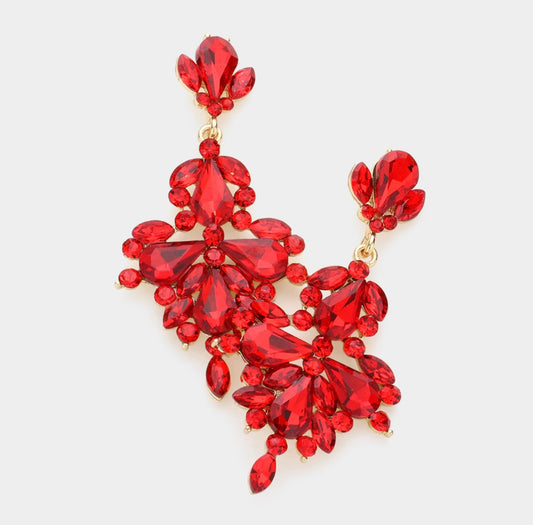 Red Dangle Statement Earrings