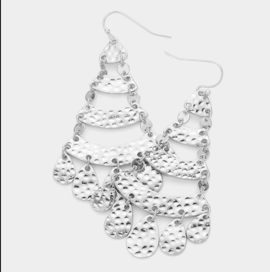 Textured Metal Chandelier Earring