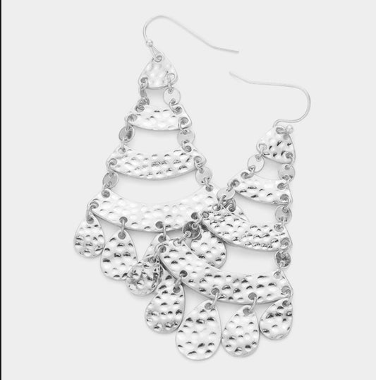 Textured Metal Chandelier Earring