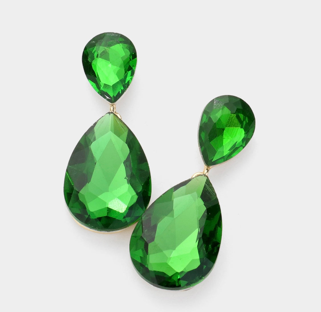 Green Crystal Teardrop Earring