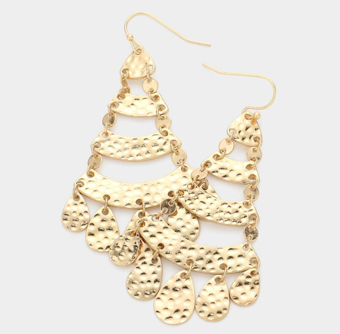 Textured Metal Chandelier Earring