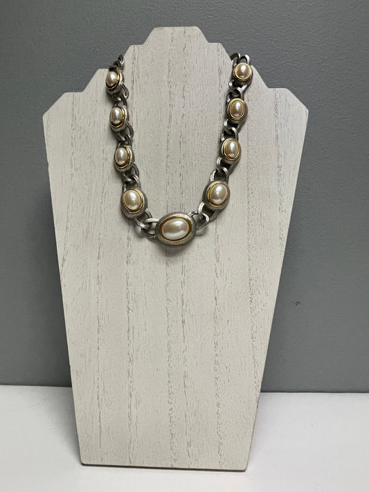 Mixed Metal and Pearl Necklace/Vintage